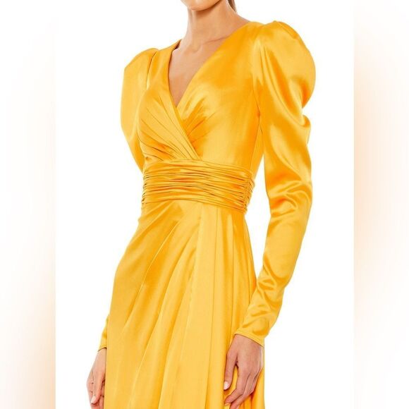 NWT MAC DUGGAL A-line Satin elegant train gown size 12 - Picture 3 of 10